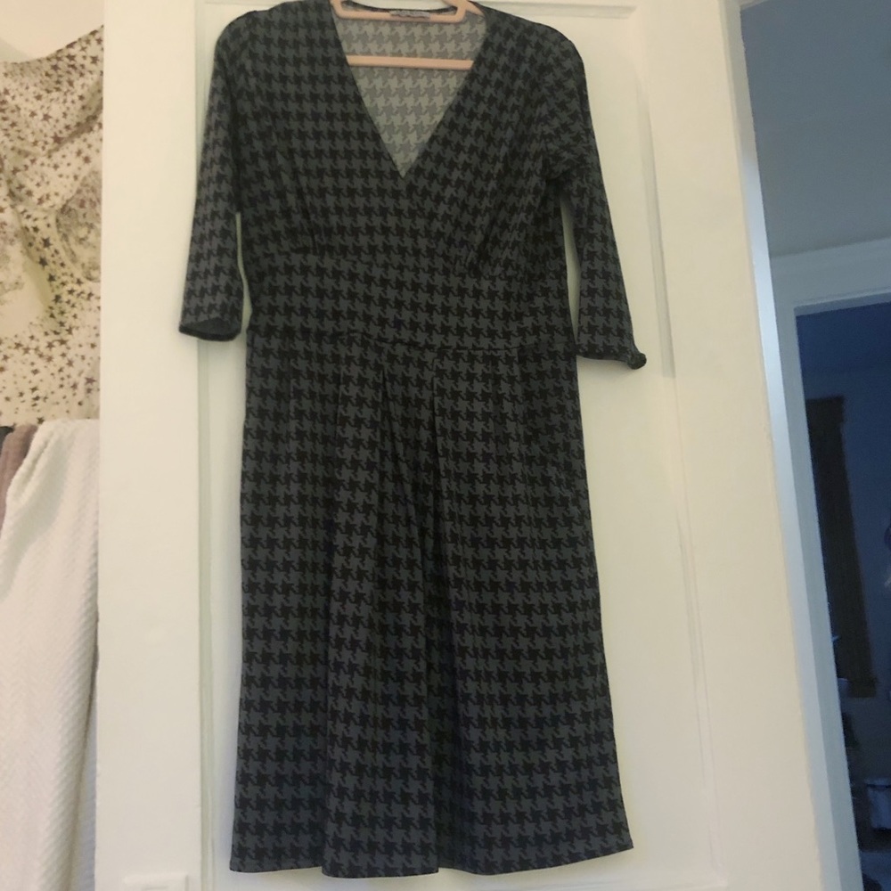 Karina Plunging Neckline Midi Dress Gray 3/4 M